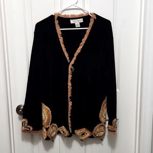 That Sweater. Black with Gold. Missing one button.